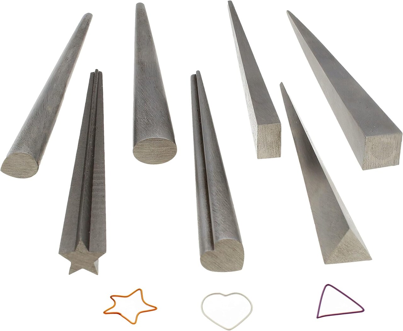 The Beadsmith Mini Mandrel Set - 7 Piece Kit: Oval, Square, Drop, Rectangle, Triangle, Heart & Star - Metal Jewelry Forming Tool - Consistent Shapes Every Time - Plastic Storage Case Included